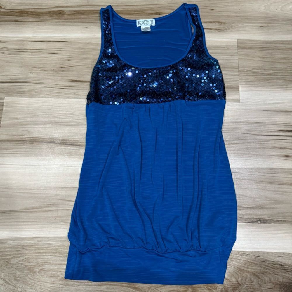 Trixxi Blue Sequin y2k Tunic Dress Women’s Medium